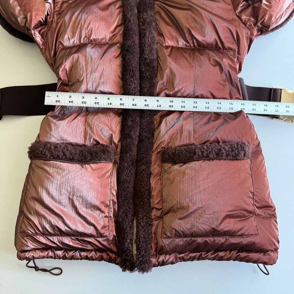 My Sunday Ski Shearling Pioneer Hooded Puffer Ski Jacket Cherry Chocolate sz S - Picture 12 of 15